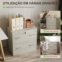 Vinsetto Armário para Aquivos com Gavetas Armário de Arrumação de Escritório com Fechadura e 2 Chaves 77x42x72 cm Madeira(m-7)