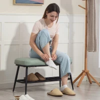 HOMCOM PU Leather Shoe Storage Bench - Green(m-8)