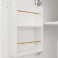 Kitchen Island Trolley with Folding Worktop, Adjustable Shelves, Wine Rack, Utility Cart with Towel and Spice Racks, 138L x 73W x 92H cm, White(m-9)