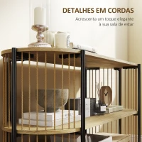 HOMCOM Mesa Consola com Corda de Papel Trançada à Mão Consola de Entrada de 3 Níveis com Estrutura de Aço Estilo Boémio 124x43,5x80 cm Madeira(m-4)