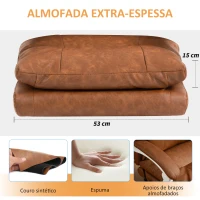 HOMCOM Cadeira de Escritório com Suporte Lombar Inflável Estofada em PU e Encosto Reclinável 65x76x113-121 cm Marrom(m-6)