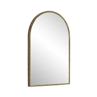 Specchio da parete ad arco con cornice in ferro, specchio da trucco per bagno, 61x2,5x91 cm, Oro(m-9)