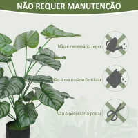 HOMCOM Conjunto de 2 Plantas Artificiais Decorativas 65 cm Plantas Artificiais com Vaso e Folhas para Interior Verde(m-6)