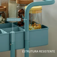 HOMCOM Carrinho de Cozinha Carrinho de Armazenamento com 4 Ganchos 3 Cestas Removíveis 3 Caixas Suspensas 42x38x86,5cm Preto(m-7)
