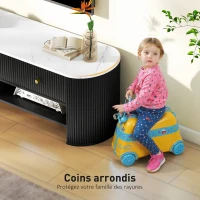 HOMCOM Meuble TV 140 cm, meuble télé pour téléviseur 65 pouces effet marbre avec 3 tiroirs façades à cannelures 2 étagères noir(m-7)