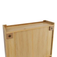 Armoire murale avec portes en verre, espace de rangement à trois niveaux et porte-serviettes, pour salle de bain, cuisine, salle à manger, 63x18x60 cm, Couleur naturelle(m-11)