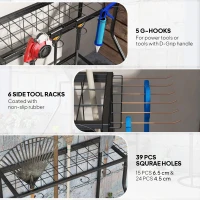 Outsunny Garden Tool Storage Rack, 3-Tier Garden Tool Rack with 11 Hooks for Long-Handled, Broom, Shovel, Rake, Holds 20 Tools(m-4)