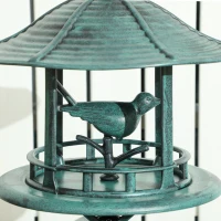 Outsunny Baño de pájaros bebedero para pájaros jardinera 3 en 1 Ø 50 x 113 cm polipropileno verde grisáceo(m-4)