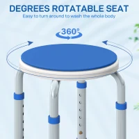 HOMCOM 360° Swivel Shower Chair, Height Adjustable Aluminium Shower Stool with Non-Slip Feet for Disabled, Elderly, Blue(m-6)