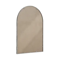 Specchio da parete ad arco con cornice in ferro, specchio da trucco per bagno, 61x2,5x91 cm, Argento(m-9)