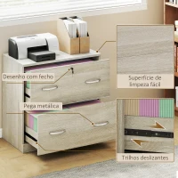 Vinsetto Armário para Aquivos com Gavetas Armário de Arrumação de Escritório com Fechadura e 2 Chaves 77x42x72 cm Madeira(m-6)