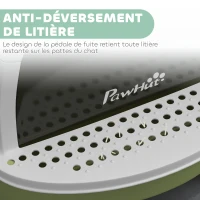 PawHut Maison de toilette pour chat bac à litière fermé chat poignée de transport porte translucide 40,5 x 52 x 39 cm vert(m-6)