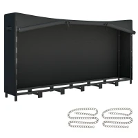 Outsunny Leñero Exterior Metálico de Chimenea Soporte para Leña con Cubierta Impermeable y Cadenas de Acero 235x31x116 cm Negro(m-1)