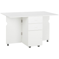 HOMCOM Masă de Bucătărie Rabatabilă cu 2 Sertare și Dulap cu Uși, din PAL, 120x80x75 cm, Alb