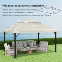 Outsunny Pavillon-Ersatzdach, 3 x 4 m, Ersatzplane mit Wasserablauf-Öffnungen, Polyester, Sonnenschutz, UPF30+, Hellgrau(m-3)