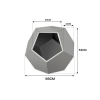 Niche pour chat polygonale avec veinure de bois, table d'appoint pour le canapé, 66x66x53 cm, Marron(m-3)