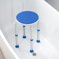 HOMCOM 360° Swivel Shower Chair, Height Adjustable Aluminium Shower Stool with Non-Slip Feet for Disabled, Elderly, Blue(m-8)