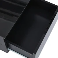 Modern High Gloss Coffee Table with 2 Storage Drawers, Unique Shape Centre Table with Customisable LED Lights, 100L x 50W x 35H cm, Black(m-9)