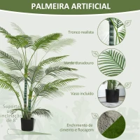 HOMCOM Planta Artificial Decorativa 170 cm Palmeira Artificial com Vaso e Folhas para Interior Casa Sala Escritório Verde(m-4)
