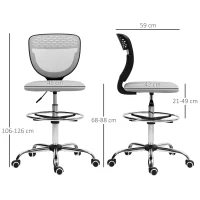 Vinsetto Sedia da ufficio Ergonomica in Rete con poggiapiedi regolabile, 59x59x106-126 cm, Grigio(m-3)