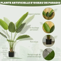 HOMCOM Plante artificielle intérieure 109 cm, arbre artificiel avec pot en plastique et terreau floqué, vert(m-4)