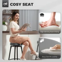 HOMCOM Set of Two Faux Leather Bar Stools - Grey/Black(m-5)