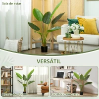 HOMCOM Planta Artificial Decorativa 109 cm Bananeira Artificial com Vaso e Folhas para Interior Casa Sala de Estar Escritório Verde(m-5)