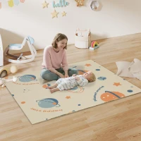AIYAPLAY Space-Themed Baby Plat Mat Double Sided, Foldable, Water-Resistant for Outdoor/Indoor, 177 x 146 x 1.5cm(m-2)