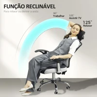 Vinsetto Cadeira de Escritório com Função Reclinável Apoio para a Cabeça e Suporte Lombar 62x67x108-118 cm Cinza(m-6)