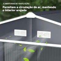 Outsunny Abrigo de Jardim Metálico para Armazenamento de Ferramentas com Base de Reforço Incluída e 4 Janelas 277x322x192 cm Cinza Escuro(m-8)