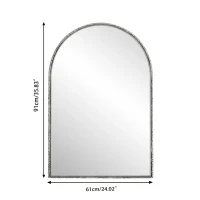 Specchio da parete ad arco con cornice in ferro, specchio da trucco per bagno, 61x2,5x91 cm, Argento(m-3)