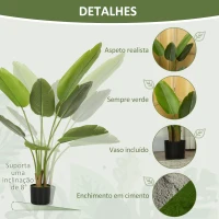 HOMCOM Planta Artificial Decorativa 109 cm Bananeira Artificial com Vaso e Folhas para Interior Casa Sala de Estar Escritório Verde(m-4)