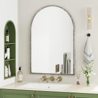 Specchio da parete ad arco con cornice in ferro, specchio da trucco per bagno, 61x2,5x91 cm, Argento(m-4)
