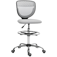 Vinsetto Sedia da ufficio Ergonomica in Rete con poggiapiedi regolabile, 59x59x106-126 cm, Grigio