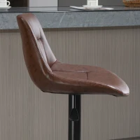 HOMCOM Set 2 Sgabelli da Bar Vintage in Finta Pelle Marrone con Poggiapiedi e Base Rotonda, 46.5x50x88-108 cm(m-9)