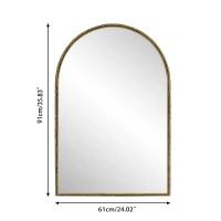 Specchio da parete ad arco con cornice in ferro, specchio da trucco per bagno, 61x2,5x91 cm, Oro(m-3)