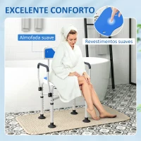 HOMCOM Assento de Duche para Pessoas Idosas com Assento Ranhurado Altura Ajustável Banco de Duche 53x41,5x91,5 cm Azul(m-8)