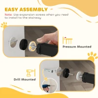 PawHut Dog Gate Pet Safety Gate Stair Barrier Pressure Fit Adjustable 76-82/86-97/101-107 cm, Black(m-6)