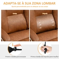 HOMCOM Cadeira de Escritório com Suporte Lombar Inflável Estofada em PU e Encosto Reclinável 65x76x113-121 cm Marrom(m-4)