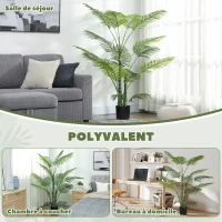 HOMCOM Plante artificielle intérieure 170 cm, palmier arbre artificiel avec pot en plastique et flocage, vert(m-5)
