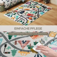 HOMCOM Teppich mit Autobahn-Muster, weißer Hintergrund, weiches Fleece, pflegeleicht, Bunt(m-5)