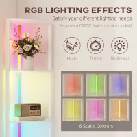 HOMCOM RGB LED Floor Lamp with Shelves, 5-Tier Dimmable Standing Lamp with Adjustable Brightness and Remote Control, Modern Corner Display Shelf Unit for Living Room Bedroom Office, White(m-4)