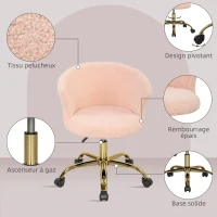 Vinsetto Chaise de bureau, fauteuil de bureau ergonomique réglable en hauteur, siège pivotante, piètement en acier, rose(m-5)