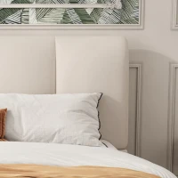 4ft6 Upholstered Double Bed with Durable Frame, Soft Headboard, Sturdy Slats, Velvet Bed for Adults, Teenagers, 213L x 152W x 89H cm, White(m-9)