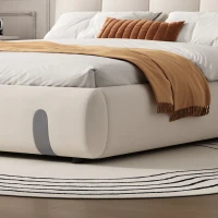 4ft6 Upholstered Double Bed with Durable Frame, Soft Headboard, Sturdy Slats, Velvet Bed for Adults, Teenagers, 213L x 152W x 89H cm, White(m-7)