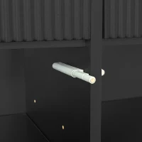 Elegant Sideboard with Adjustable Shelves, Gold-Plated Details, Shoe Cabinet with Push-to-Open Design, 83L x 35W x 101H cm, Black(m-9)