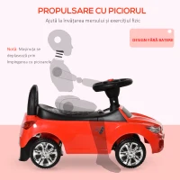 HOMCOM Mașinuță pentru Copii cu Volan, Mașină cu Faruri și Melodii Integrate, Vârstă 18-36 Luni, 63,5x28x36 cm, Roșu(m-6)
