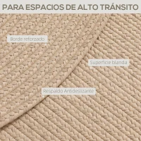 HOMCOM Alfombra Salón 170x120 cm Lavable en Lavadora Tejido a Mano Estilo Rústico Tapete para Sala de Estar Dormitorio Beige(m-4)