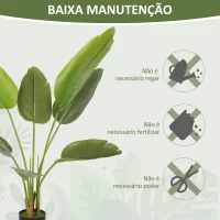 HOMCOM Planta Artificial Decorativa 109 cm Bananeira Artificial com Vaso e Folhas para Interior Casa Sala de Estar Escritório Verde(m-6)