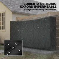 Outsunny Leñero Exterior Metálico de Chimenea Soporte para Leña con Cubierta Impermeable y Cadenas de Acero 235x31x116 cm Negro(m-4)